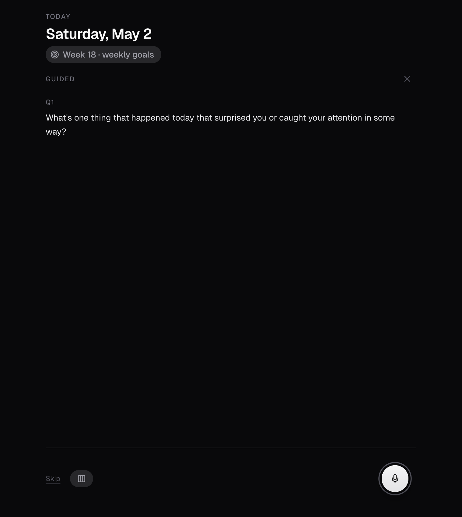 Quippe AI guided journal: a structured daily question